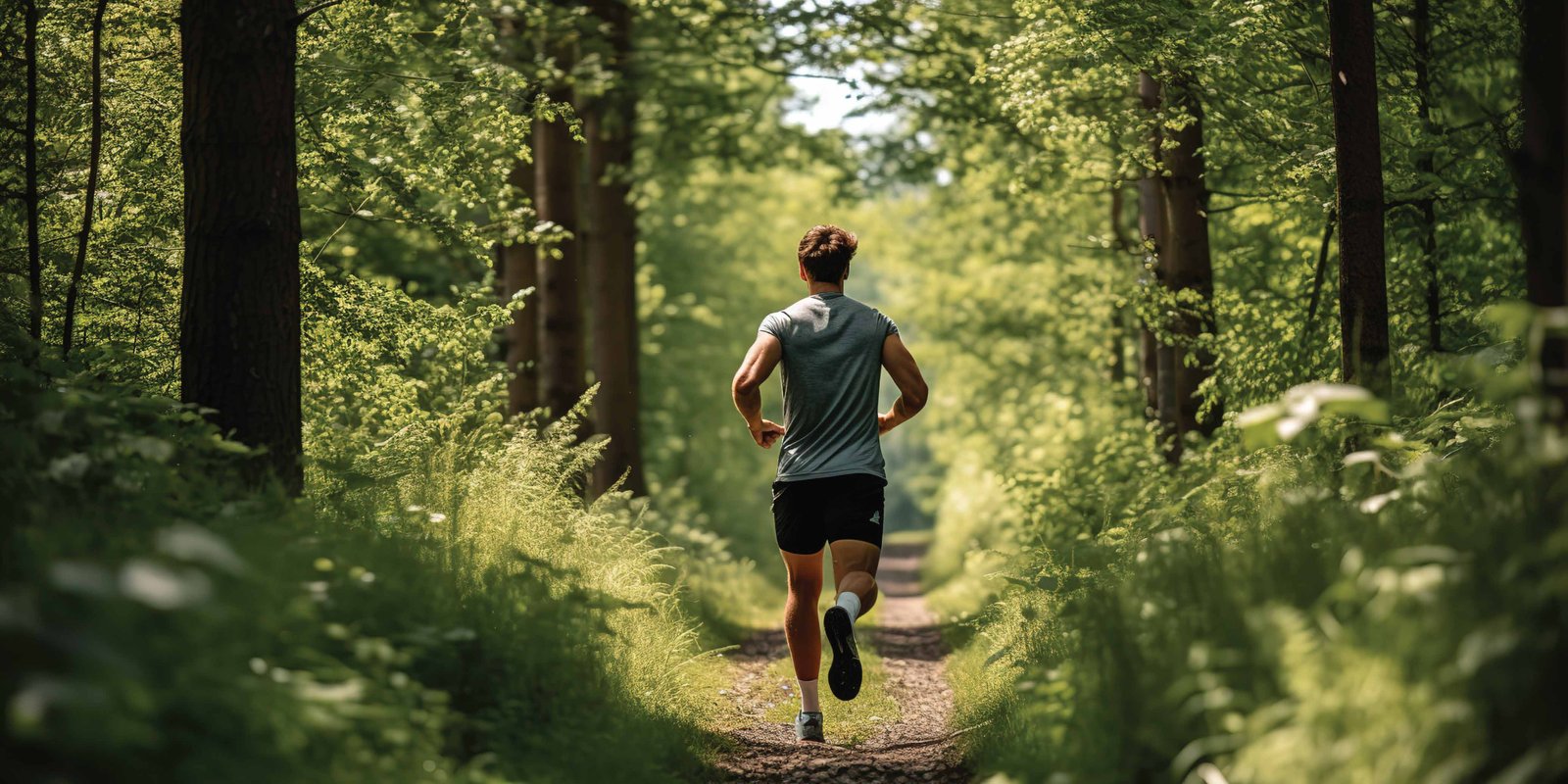 A runner on the forest trail