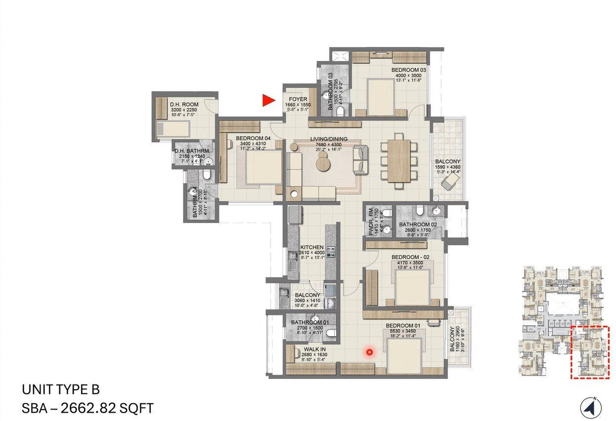 Floor plan — Type B, 2662 sq ft