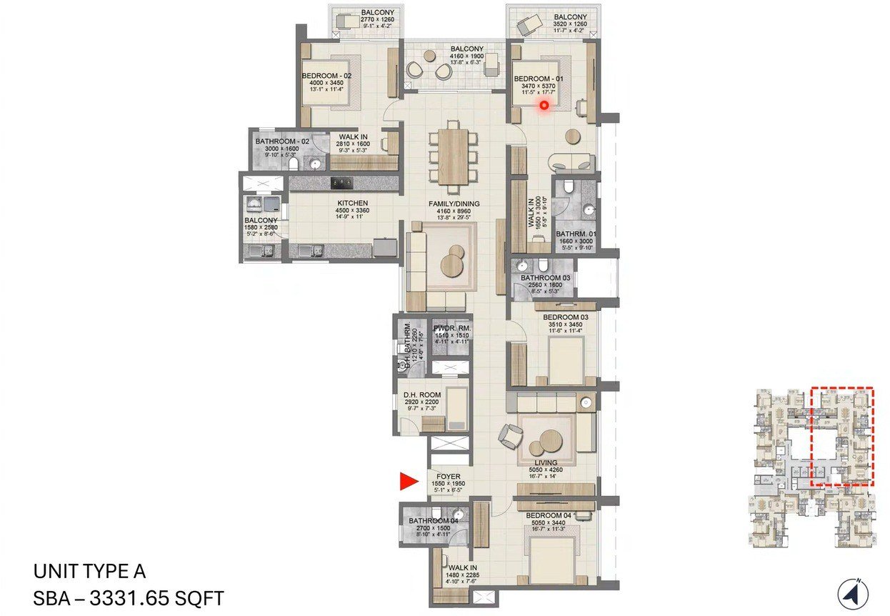 Floor plan — Type A, 3331 sq ft