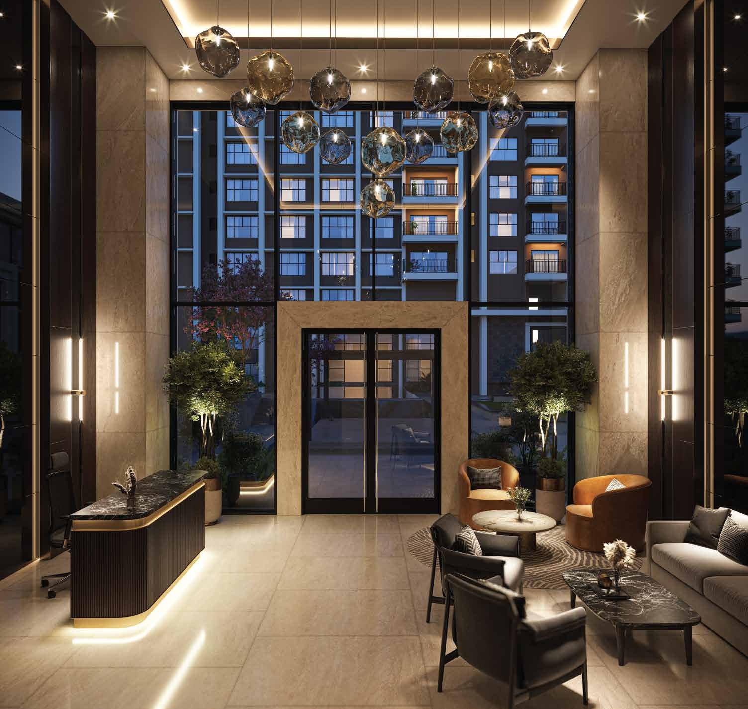 The double-height entrance lobby